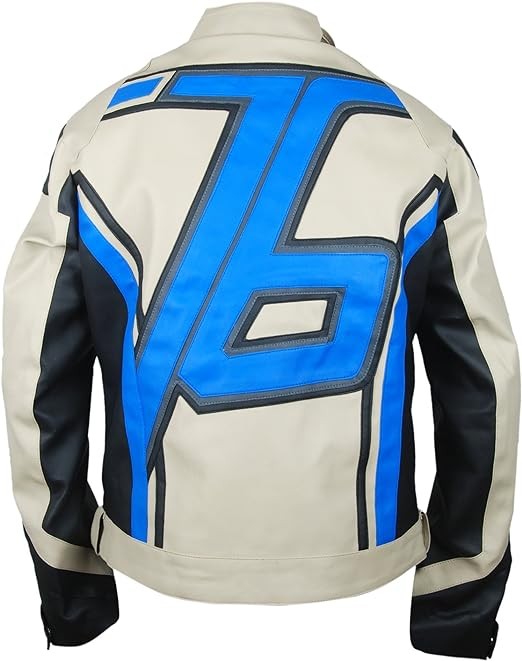 F&H Men's Beige Gaming Soldier Genuine Leather Jacket