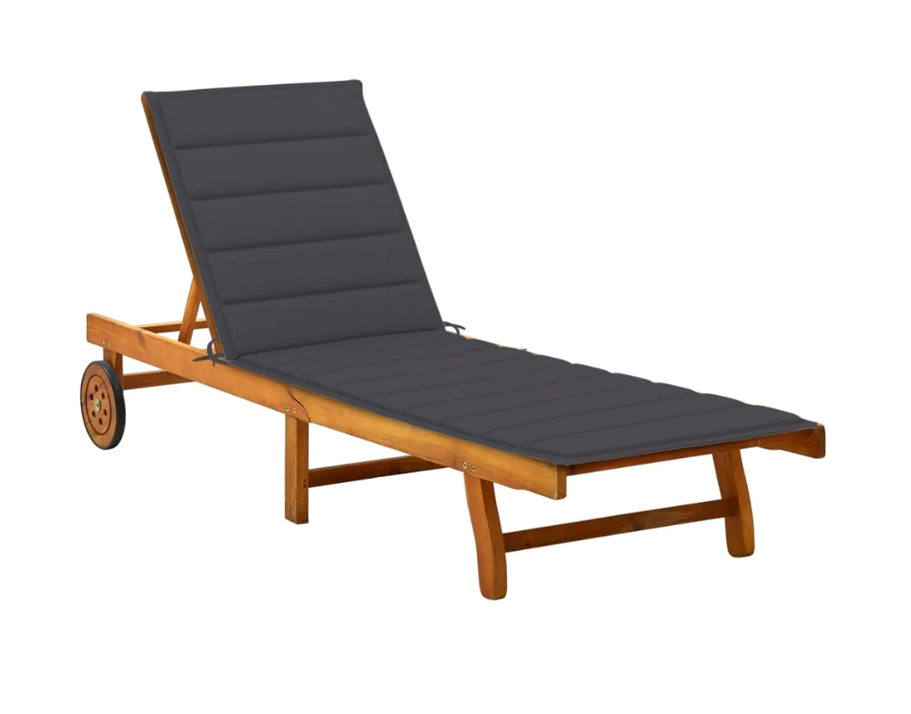 NNEVL Garden Sun Lounger with Cushion Solid Acacia Wood