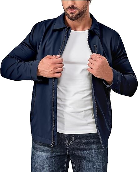 Little Donkey Andy Men's Lightweight Windbreaker Casual Jacket Spring Fall Softshell Outwear for Hiking Travel