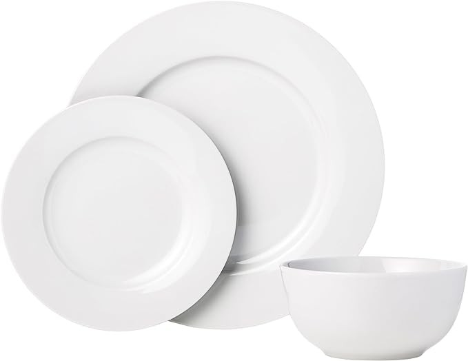 AmazonBasics 18-Piece Dinnerware Set, Service for 6 - Solid White