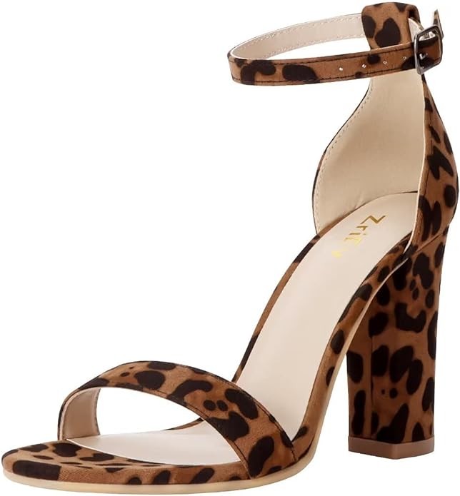 ZriEy Women's Heeled Sandals Chunky Block Strappy High Heels Ankle Strap Open Toe Sandals Party Wedding Fashion Shoes