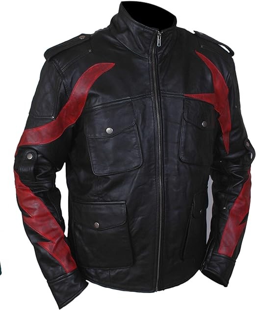 Flesh & Hide F&H Men's Black & Red Gaming Genuine Leather Jacket