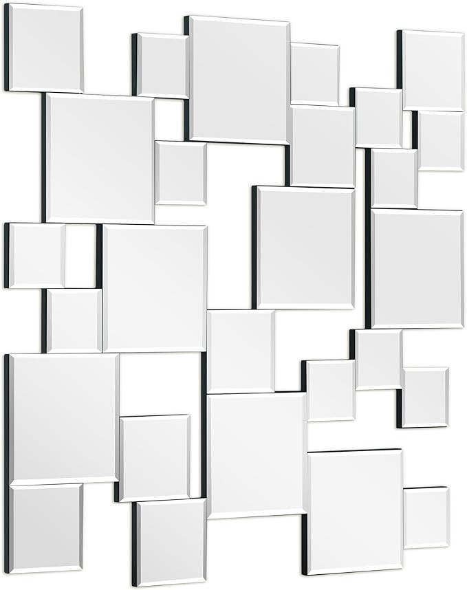 Empire Art Direct 32" x 32" Elegant Cluster Wall Mirror, Decorative Mirror for Wall, 0.25"-Beveled Squares Modern Mirror for Bathroom,Vanity,Bedroom,Living Room, Ready to Hang