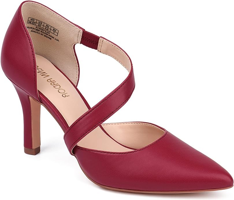 JENN ARDOR Women's Closed Toe Heels for Women 3 inch Stilettos Professional D'Orsay Pumps Sexy Ankle Strap Pointed Wedding Bride Evening Party Office Ladies Dress Shoes High Heels